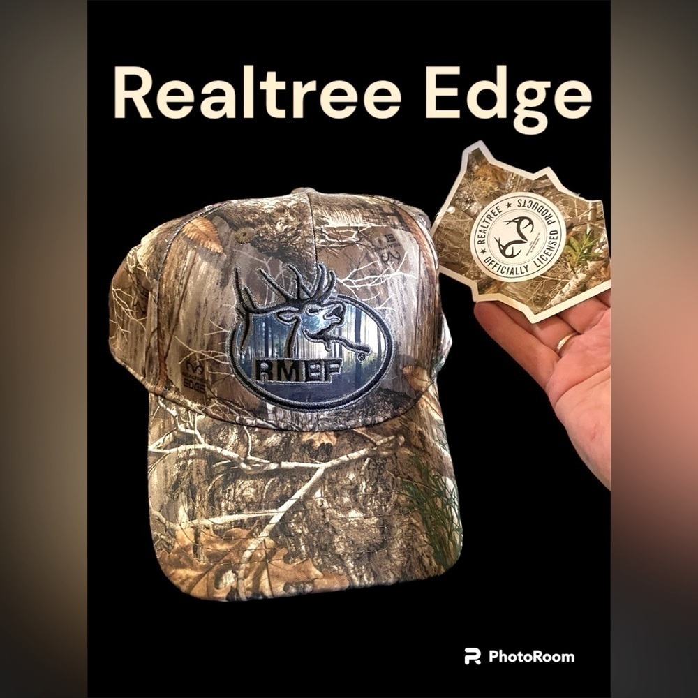 Realtree-NWT Edge XL camo hat w/moisture wicking. Velcro. RM Elk Foundation.